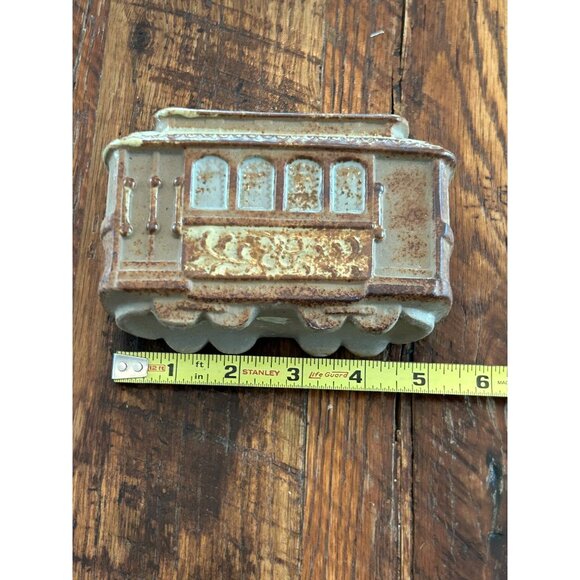 Vintage Ceramic San Francisco Cable Car Planter Brown/White Textured - Picture 9 of 11